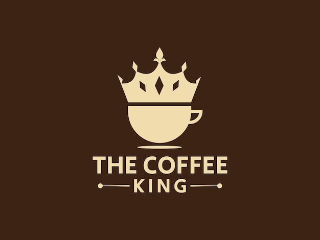 一杯のコーヒーとキング クラウンのコーヒー ショップのロゴ
