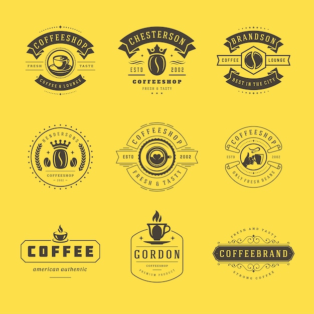 Coffee shop logos design templates set