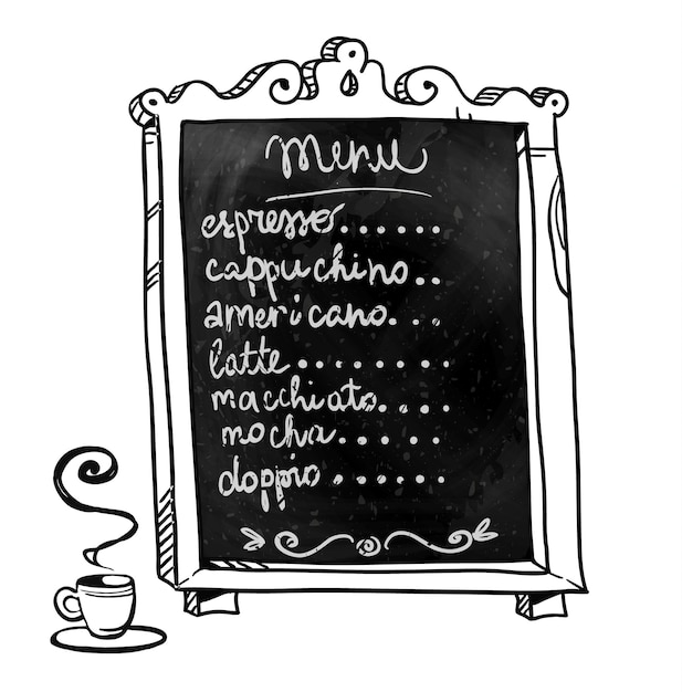 Vector coffee shop menu on a chalkboard vector image