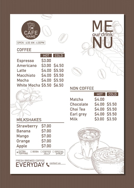 Vector coffee shop menu template vectors