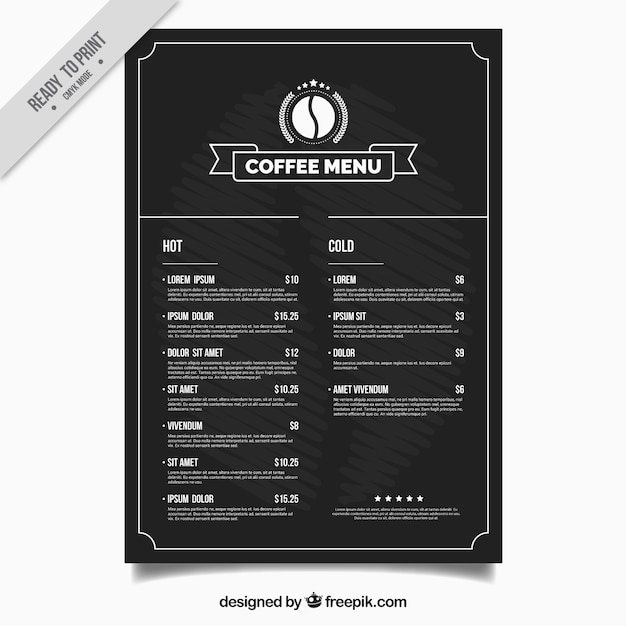 Coffee shop menu template