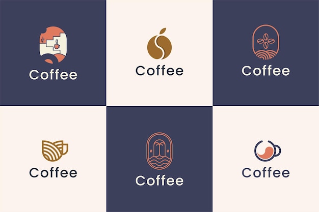 Coffee shop modern logo collection Free Vector