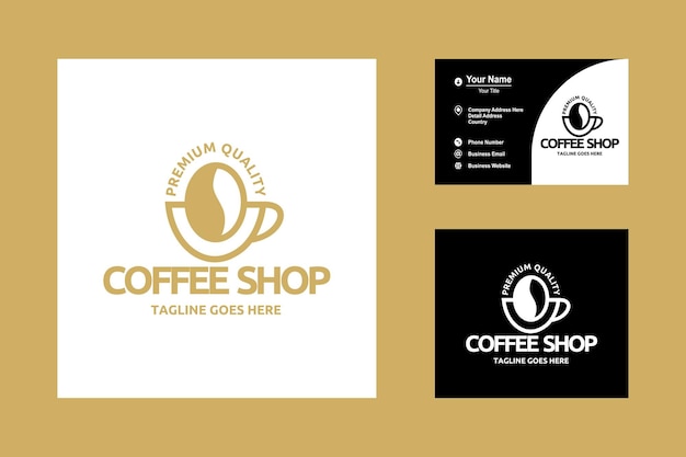 Coffee Shop Pictogram Logo Ontwerp Kop Bonen Cafe Vintage Stijl Retro Vectorillustratie