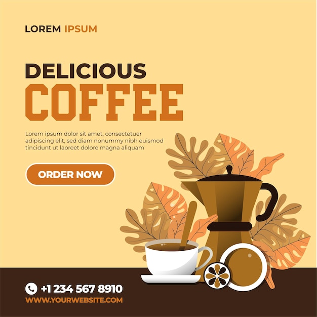 Coffee shop post template Editable modern Social Media banner Template Promotional web banner for social media