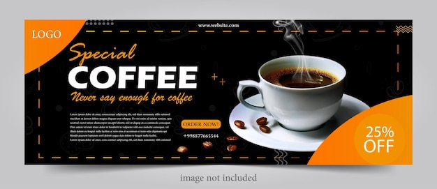 Coffee shop poster banner template flat design for social media