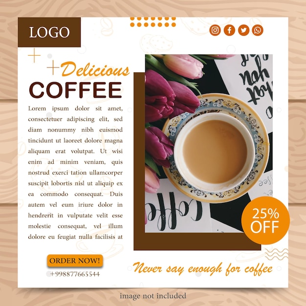 Vector coffee shop poster banner template for marketing