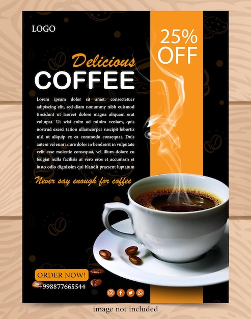 벡터 소셜 미디어 및 디지털 마케팅을 위한 커피숍 포스터 템플릿 배너 벡터 디자인