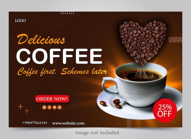 Vector coffee shop poster template flat design for social media