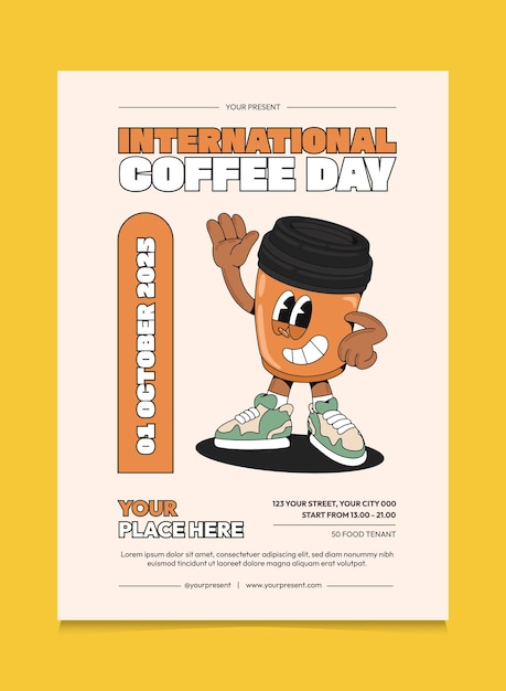 Vettore disegno di poster promozionale per caffetterie adatto per poster promozionali