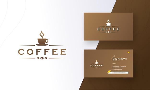 Vector coffee shop and restaurant logo design with fresh business card design