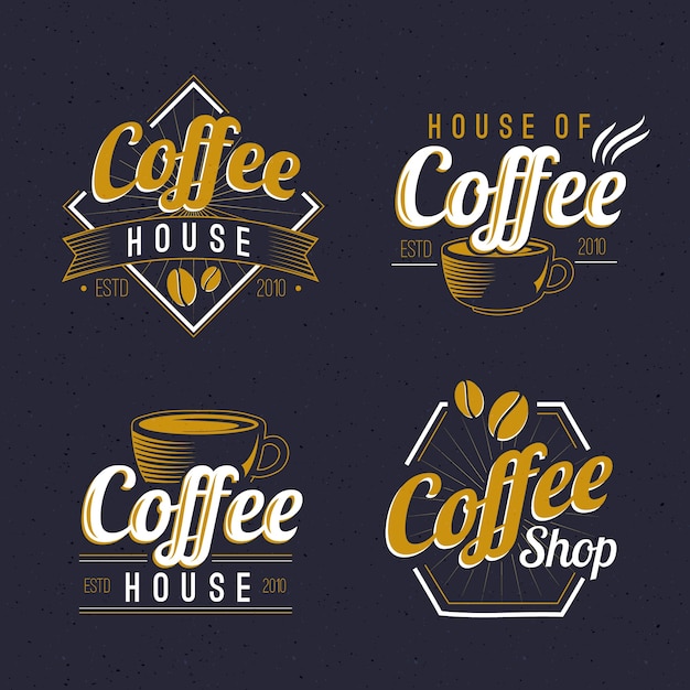 Vector coffee shop retro logo assortment