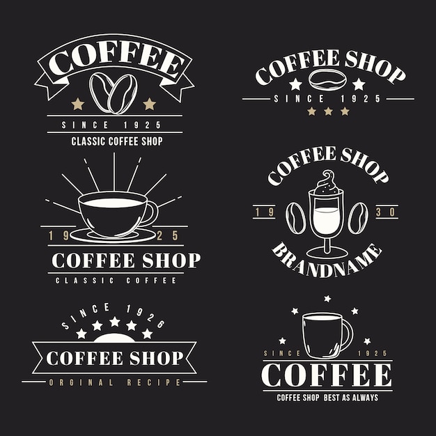 Coffee shop retro logo collection