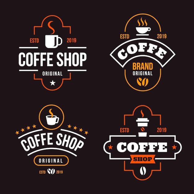 Vector coffee shop retro logo collection