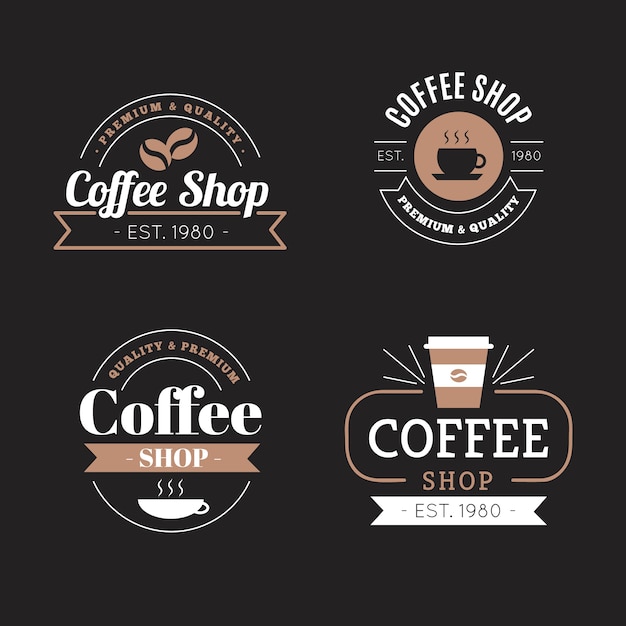 Coffee shop retro logo collection