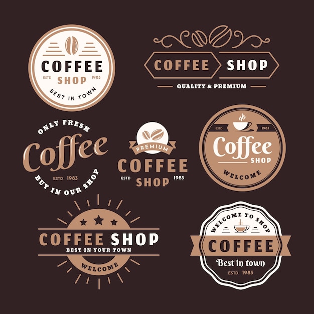 Vector coffee shop retro logo pack