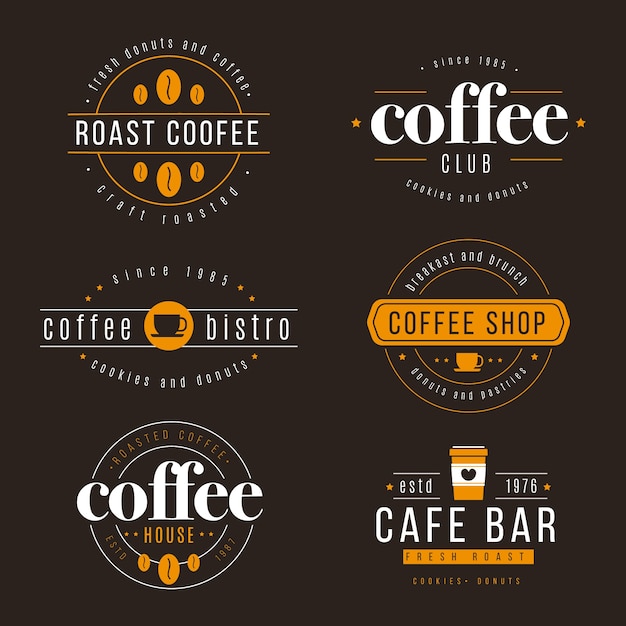 Coffee shop retro logo set