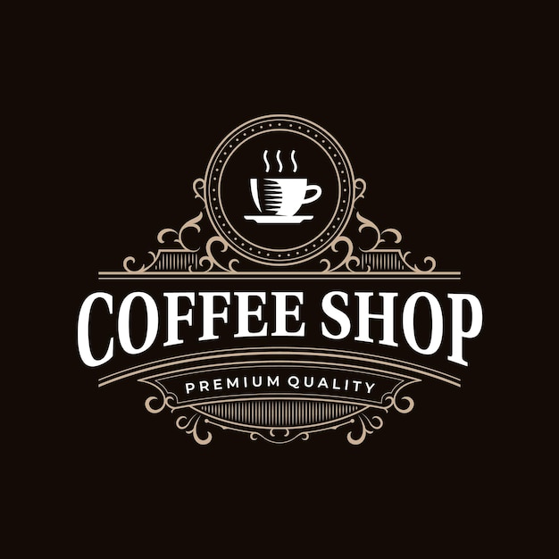 coffee shop retro vintage luxury decorative ornate frame logo