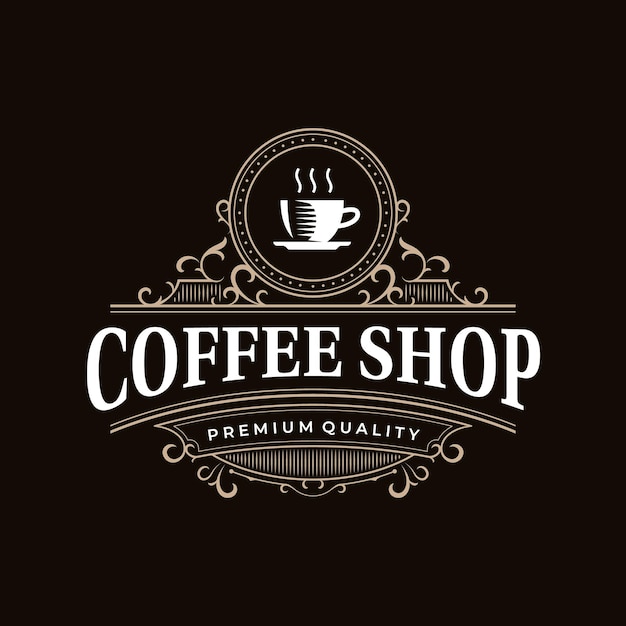 Coffee shop retro vintage luxury decorative ornate frame logo