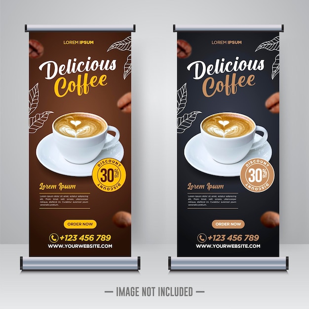 Rollup coffee shop o modello di progettazione banner x