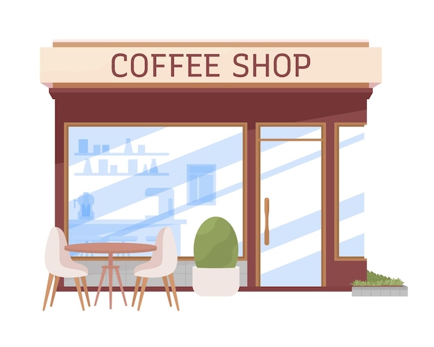 coffee shop semi flat color vector object