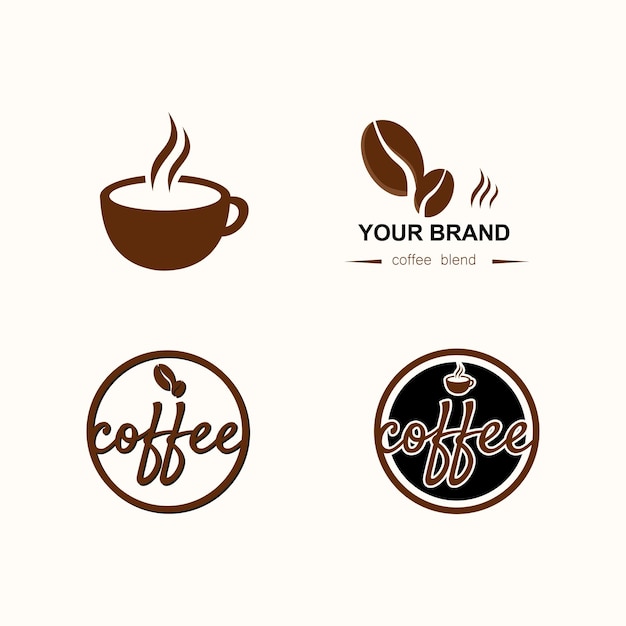 Modello del marchio del logo dell'insieme della caffetteria