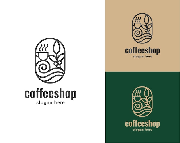コーヒーショップシンプルなラインアートのロゴ