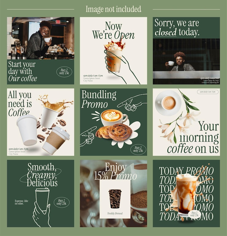 Vector coffee shop social media feed post template