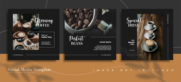 Vector coffee shop social media post templates