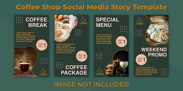 Vector coffee shop social media story template