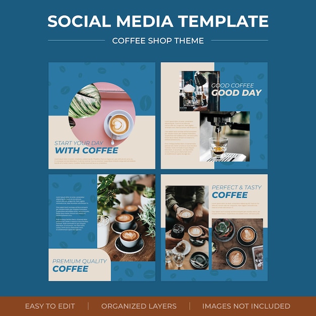 Vector coffee shop social media template