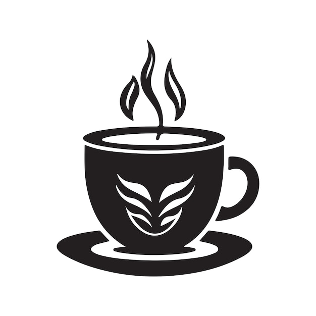 コーヒー ショップ ビンテージ ロゴ ライン アート コンセプト黒と白のカラー手描きイラスト