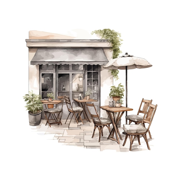 Coffee shop watercolor Vector illustration design