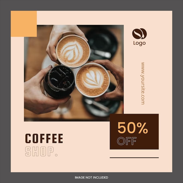 Vector coffee shop web template coffee shop square flyer template