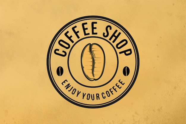 Coffee shop con ispirazione per il design del logo del chicco di caffè