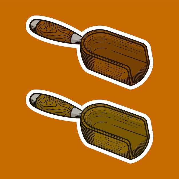 Vector coffee shovel hand drawn vector illustration