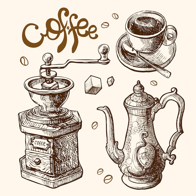 Coffee sketch illustration