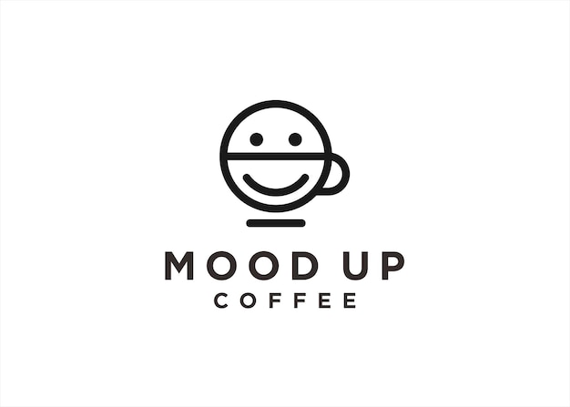 Caffè sorriso logo design illustrazione vettoriale