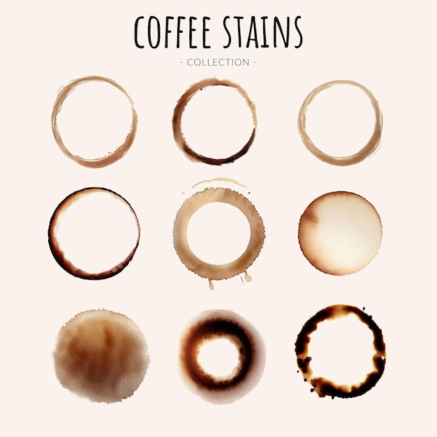 Vector coffee stain trace texture collection