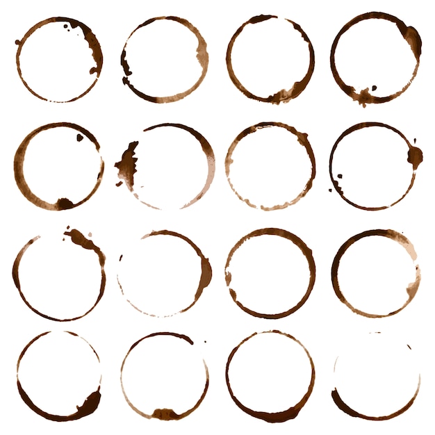 Coffee stains. Dirty cup splash ring stain or coffee stamp isolated 