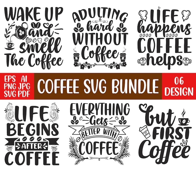 Вектор Пакет дизайна футболки coffee svg