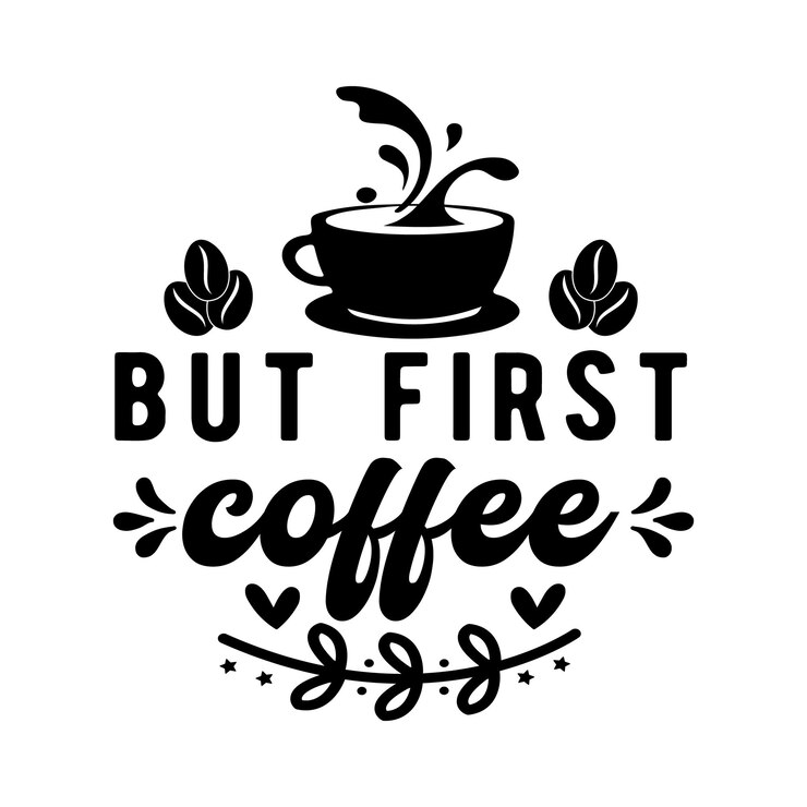 Vector coffee svg typography t shirt design vector bundleblack lettering coffee sticker setsilhouette