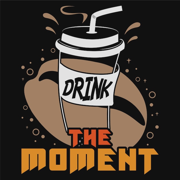 Вектор Дизайн кофейной футболки, элемент типографии графического дизайна. любителям кофе понравится эта футболка.