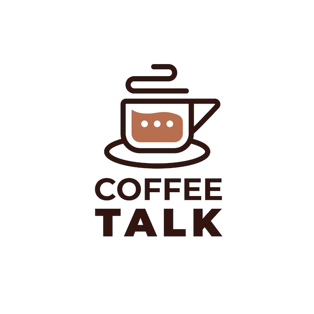 Vector coffee talk chat bubble cup cafe logo concept vector illustration