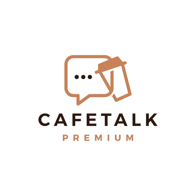 Vector coffee talk chat bubble cup cafe social message logo vector icon illustration