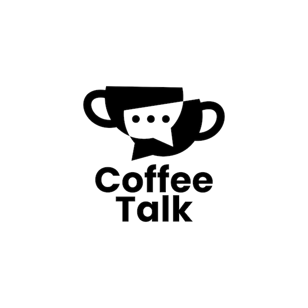 Coffee talk chat bubble forum community logo vector icon illustration