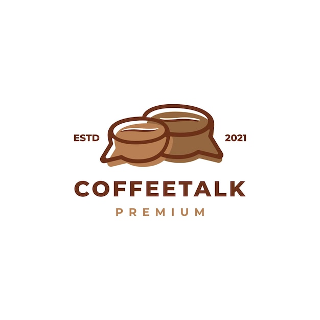 Coffee talk chat line color simple fun vintage icon illustration logo design vector