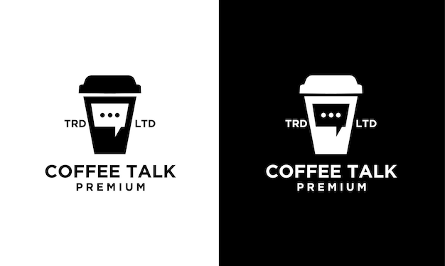 Coffee talk chat simple black vector logo design illustration