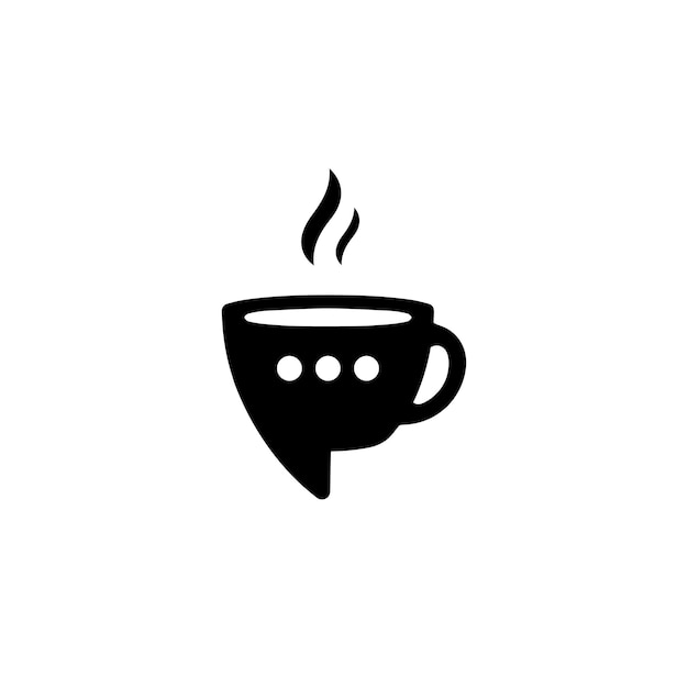 Logo di conversazione di caffè, discussione della tazza della tazza di caffè nell'illustrazione di vettore dell'icona di logo di stile divertente