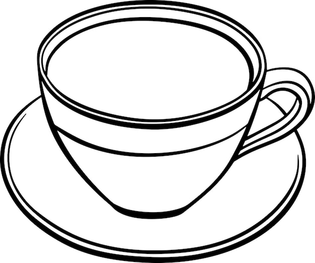 Vector coffee or tea cup ink style graphic or sketch style handdrawn black and white vector illustration