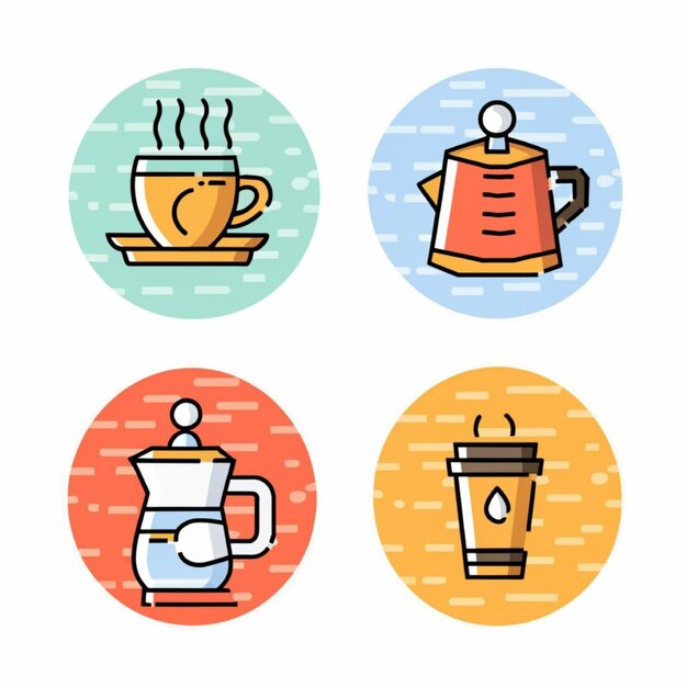 Vector coffee and tea icons illustration